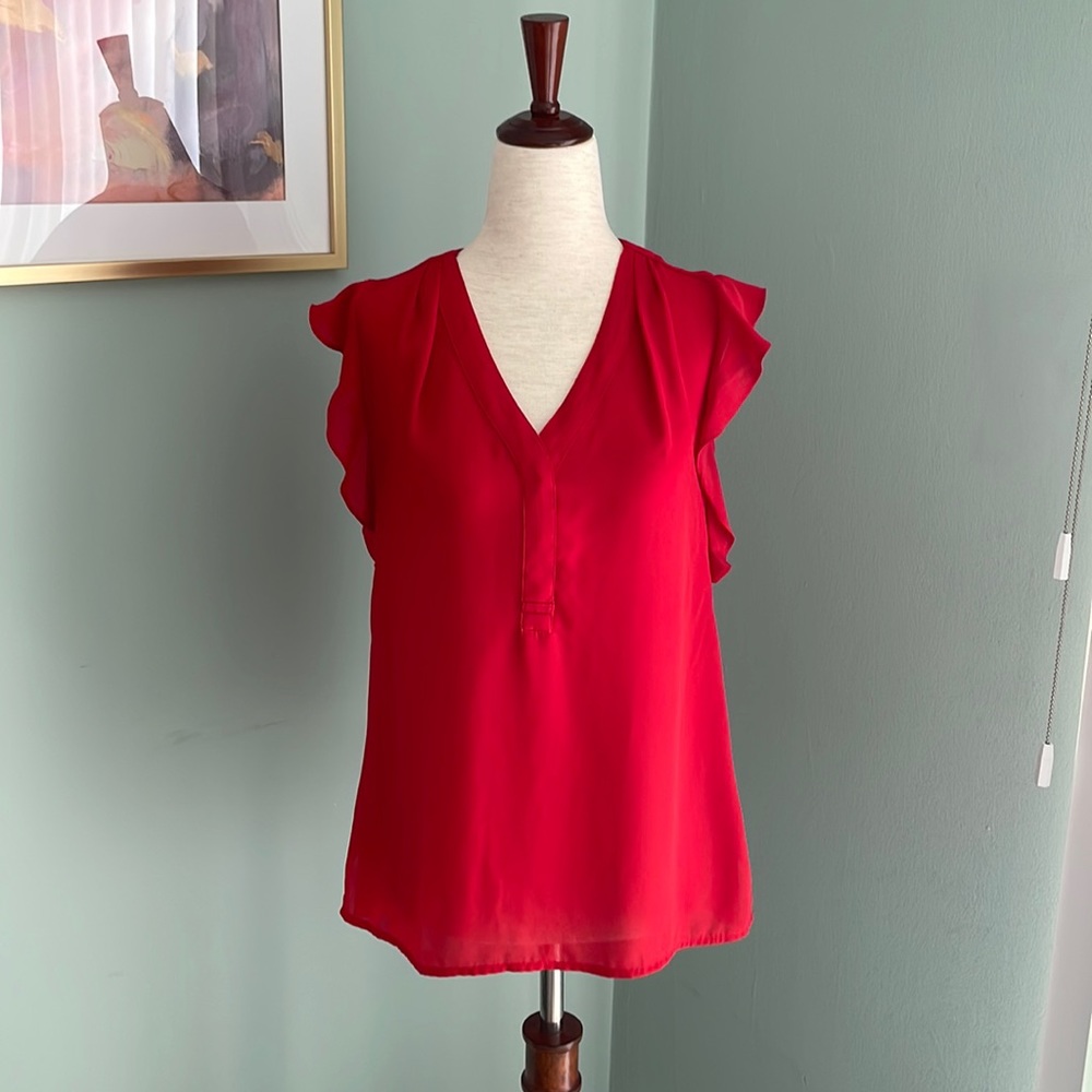 Express Red Ruffle Top Size Small